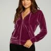 Chaser Velvet Zip Up Plum